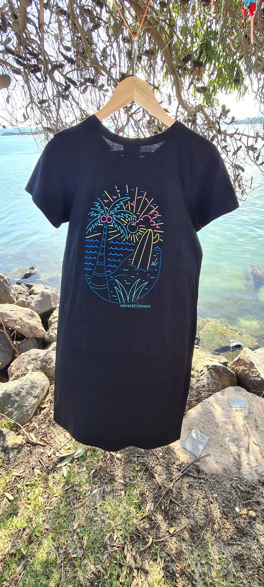 Neon Island T-shirt Dress